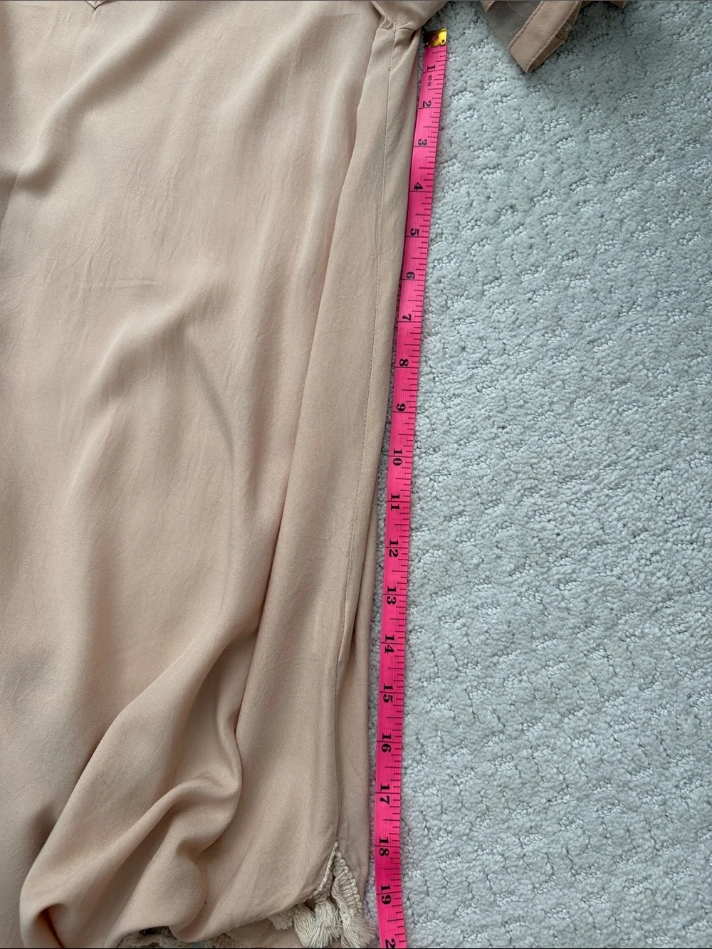 Beige‎ swim suit coverup with tassel detail
